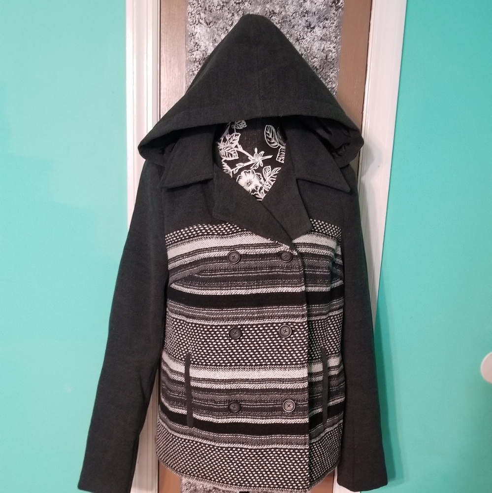 Jack BB Dakota Gray Stitched Hooded Peacoat